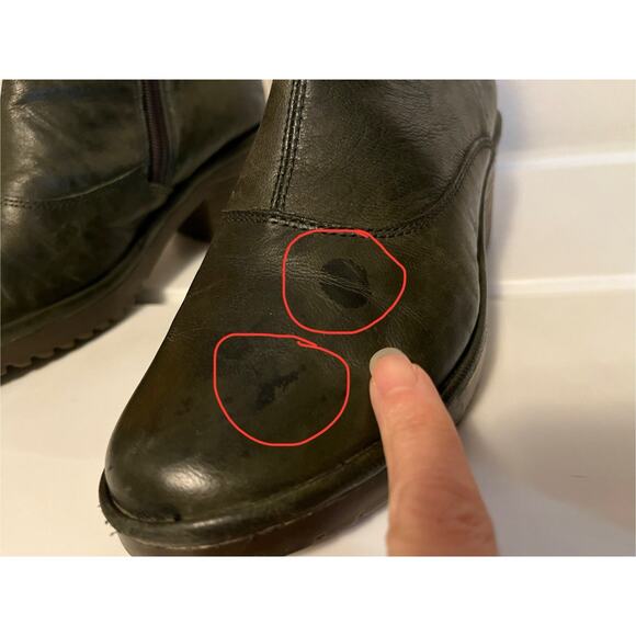 Fly London Boots Womens EU 38 US 7.5-8 Green Leather Platform Lug Sole Booties - Picture 2 of 12